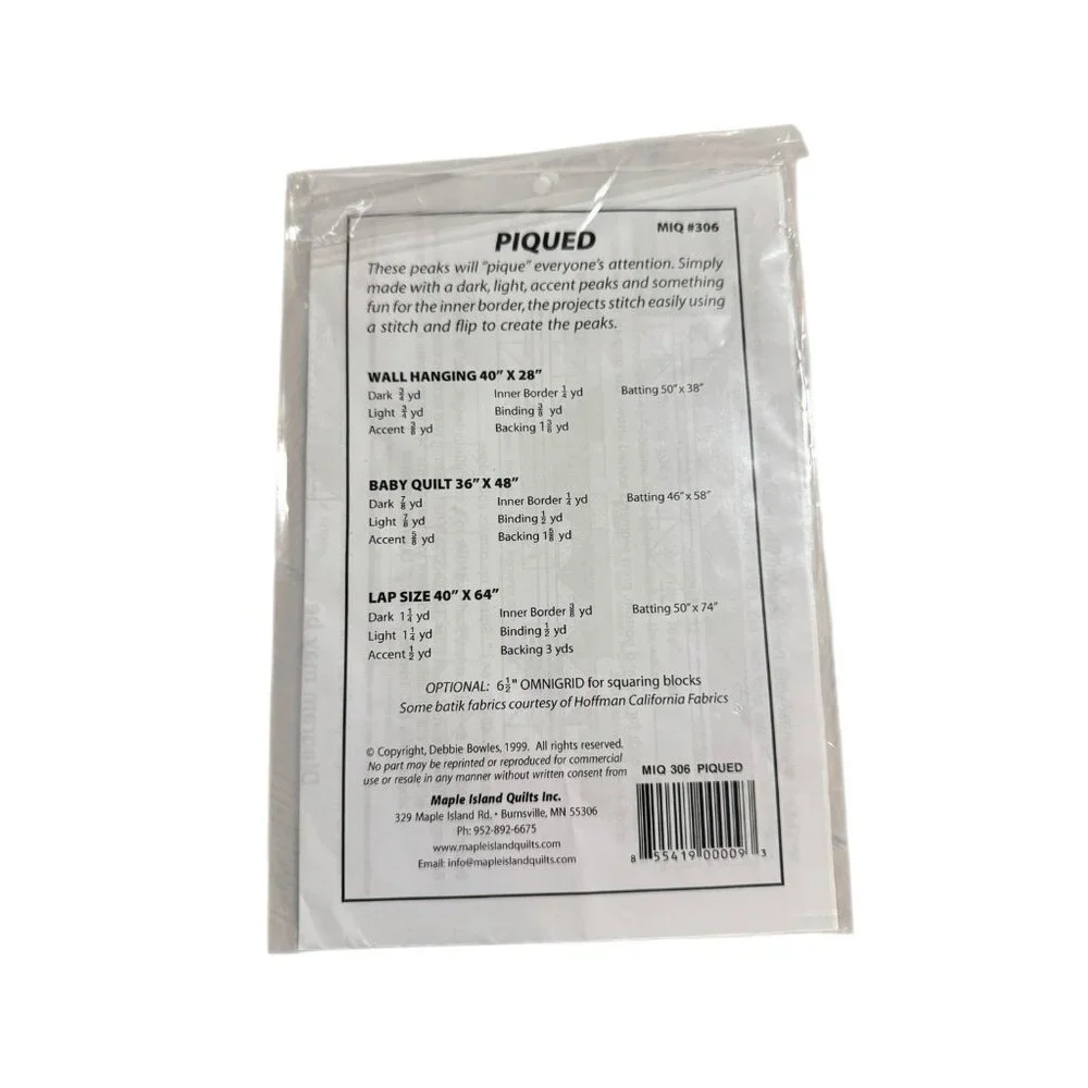 Piqued‎ Quilt Pattern Maple Island Quilts Crafts Home Designs Pre Owned READ